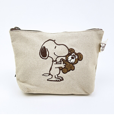 スヌーピー＆ベア 化粧ポーチ (ブラウン) SNOOPY