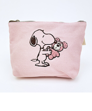 スヌーピー＆ベア 化粧ポーチ (ピンク) SNOOPY