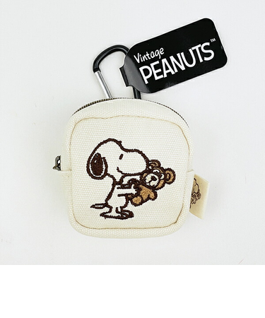 スヌーピー＆ベア カラビナミニポーチ (モカ) SNOOPY