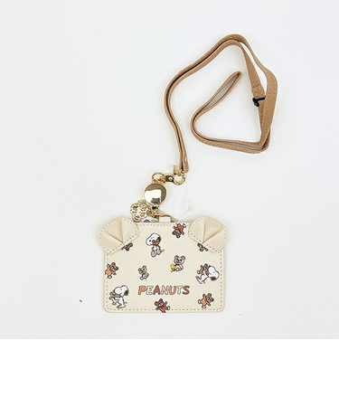 スヌーピー リール付きカードホルダー パスケース ブラウン SNOOPY
