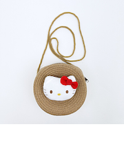サンリオ ハローキティ ストロー素材ラウンド製ショルダーバッグ かごバッグ Sanrio