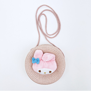 サンリオ マイメロディ ストロー素材ラウンド製ショルダーバッグ かごバッグ Sanrio