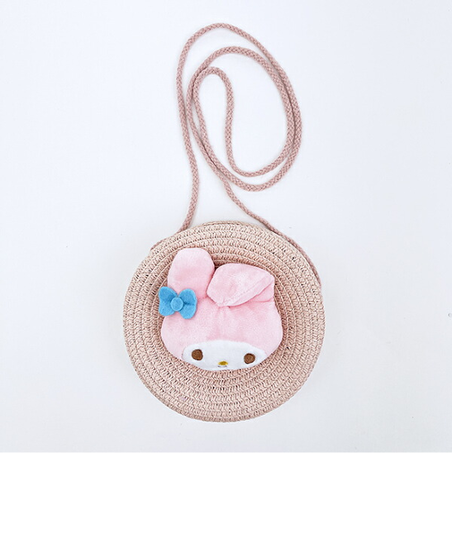 サンリオ マイメロディ ストロー素材ラウンド製ショルダーバッグ かごバッグ Sanrio