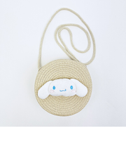 サンリオ シナモロール ストロー素材ラウンド製ショルダーバッグ かごバッグ シナモン Sanrio