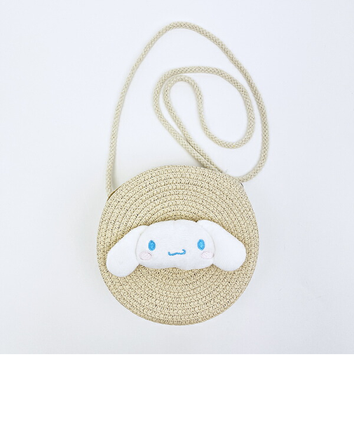 サンリオ シナモロール ストロー素材ラウンド製ショルダーバッグ かごバッグ シナモン Sanrio