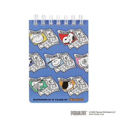 スヌーピー 新聞 ミニリングメモ 文具 PEANUTS 75th 日本製 SNOOPY