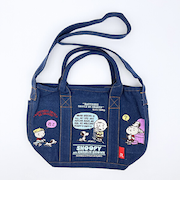 スヌーピー 刺繍ランチトートバッグ ネイビー ROOTOTE ルートート コラボ SNOOPY
