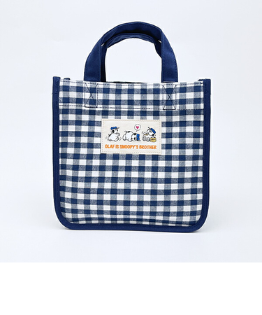 スヌーピー オラフ ランチトートバッグ ネイビーチェック SNOOPY