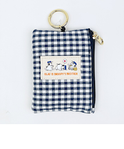 スヌーピー オラフ パスポーチ (ネイビーチェック) パスケース SNOOPY
