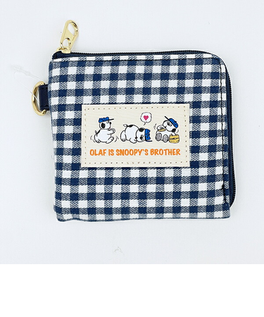 スヌーピー オラフ ミニウォレット財布 ネイビーチェック SNOOPY