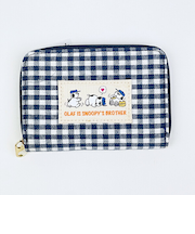 スヌーピー オラフ パスケース付きコインケース ネイビーチェック SNOOPY