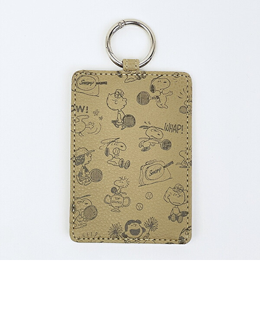 スヌーピー シングルパスケース エンボス ベージュ SNOOPY