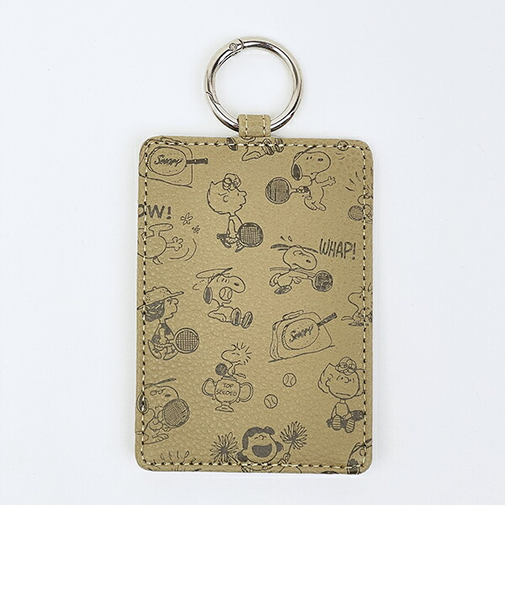 スヌーピー シングルパスケース エンボス ベージュ SNOOPY