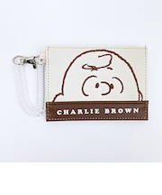 スヌーピー チャーリー・ブラウン フェイスアップ 刺しゅう シングルパスケース 定期入れ SNOOPY