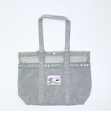 スヌーピー ラバメッシュ ワイドトートバッグ (グレー) SNOOPY