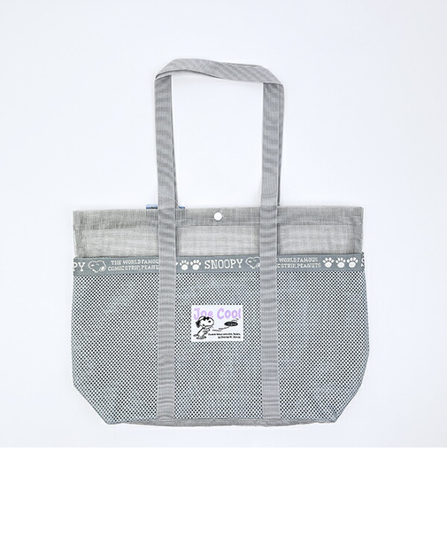 スヌーピー ラバメッシュ ワイドトートバッグ (グレー) SNOOPY