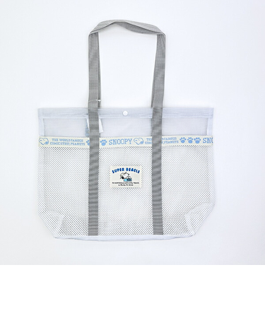 スヌーピー ラバメッシュ ワイドトートバッグ (ホワイト) SNOOPY