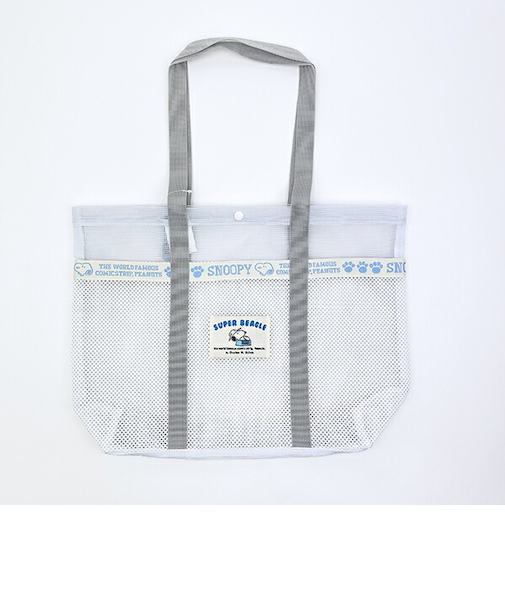 スヌーピー ラバメッシュ ワイドトートバッグ (ホワイト) SNOOPY