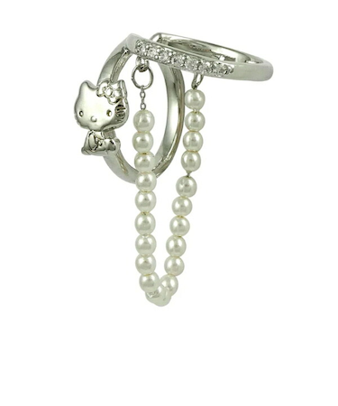 サンリオ ハローキティ ダブルイヤーカフ シルバー お座り アクセサリー Sanrio