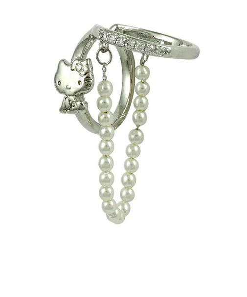 サンリオ ハローキティ ダブルイヤーカフ シルバー お座り アクセサリー Sanrio