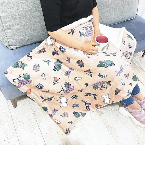 ムーミン フルーツガーデン ボア付3WAYケープ ピンク ブランケット MOOMIN