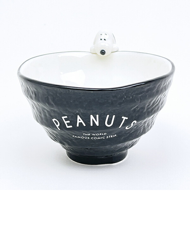 スヌーピー フィギュア付き茶碗 ブラック 食器 SNOOPY