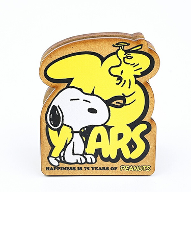 スヌーピー ダイカットメモスタンド ロゴイエロー 文具 PEANUTS 75th 日本製 SNOOPY