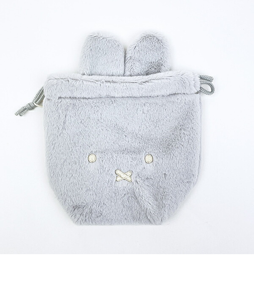ミッフィー miffy 巾着袋 (グレー) フェイスシリーズ