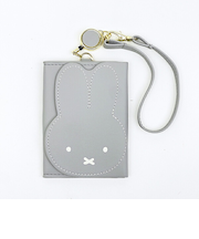 ミッフィー miffy パスケース (グレー) 定期入れ フェイスシリーズ