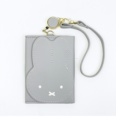 ミッフィー miffy パスケース (グレー) 定期入れ フェイスシリーズ