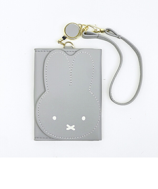 ミッフィー miffy パスケース (グレー) 定期入れ フェイスシリーズ
