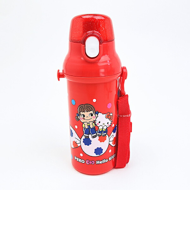 サンリオ ハローキティ × 不二家 ペコちゃん 直飲みプラワンタッチボトル 水筒 ランチ 日本製 Sanrio