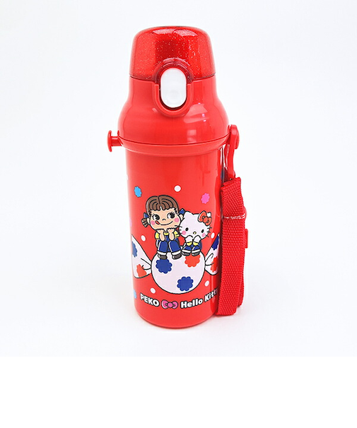 サンリオ ハローキティ × 不二家 ペコちゃん 直飲みプラワンタッチボトル 水筒 ランチ 日本製 Sanrio