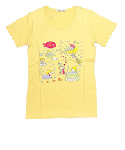 水森亜土 水プリント柄 プリント半袖Tシャツ(M) クリーム アパレル