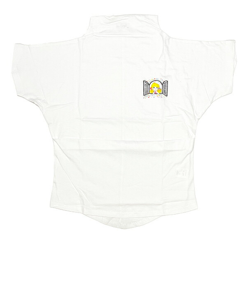 水森亜土 ワンポイント柄 ハイネック半袖Tシャツ(L) ホワイト アパレル