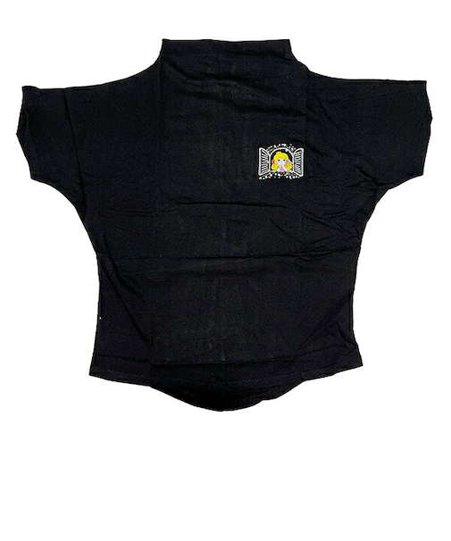 水森亜土 ワンポイント柄 ハイネック半袖Tシャツ(LL) ブラック アパレル