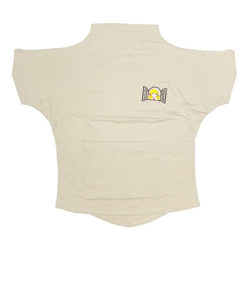 水森亜土 ワンポイント柄 ハイネック半袖Tシャツ(M) グレージュ アパレル