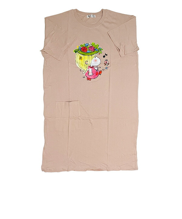 水森亜土 スーパーBIGTシャツ(L) ワンピース ピンクベージュ アパレル