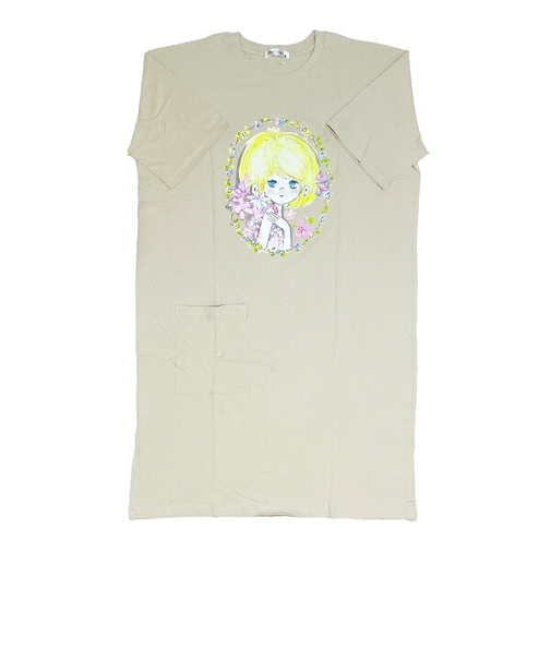 水森亜土 スーパーBIGTシャツ(M) ワンピース グレージュ アパレル