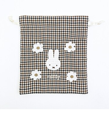 ミッフィー miffy 巾着 (アイボリー) キルティングチェックシリーズ
