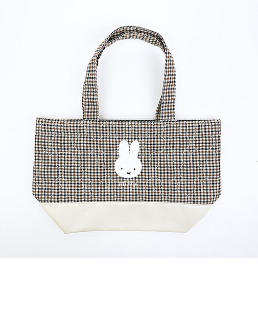 ミッフィー miffy トートバッグ (アイボリー) キルティングチェックシリーズ