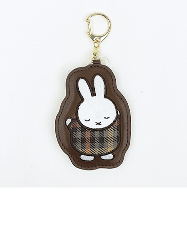 ミッフィー miffy キーホルダー (ブラウン) キルティングチェックシリーズ