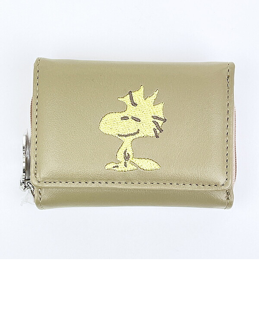 スヌーピー ウッドストック コンパクト三つ折財布 ベージュ SNOOPY