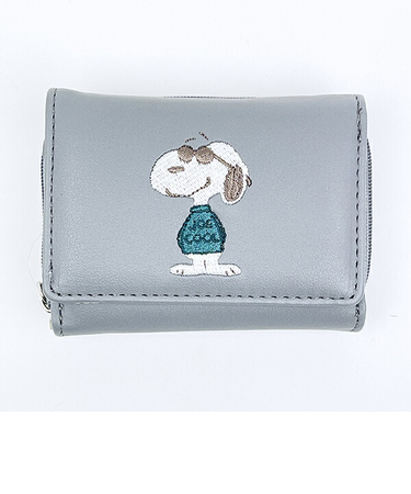 スヌーピー ジョー・クール コンパクト三つ折財布 グレー SNOOPY