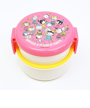 スヌーピー 抗菌丸型ランチボックス二段(フォーク付き) ピンク PEANUTS 75th Anniversary SNOOPY