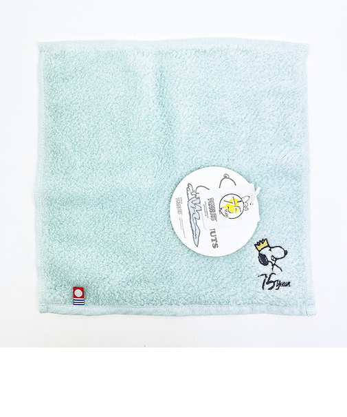 スヌーピー PEANUTS 75th かるわた ミニタオル グリーン ハンカチ 今治 日本製 西川 SNOOPY