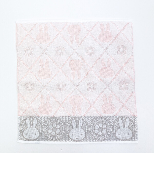 ミッフィー miffy ミニタオル レース柄 ピンク ハンカチ 日本製 西川