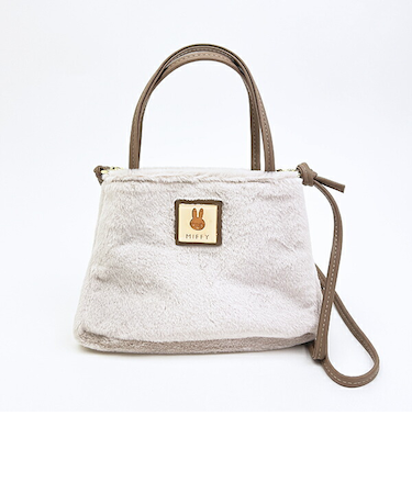 ミッフィー miffy 横型ファーミニショルダーバッグ (ピンクベージュ)