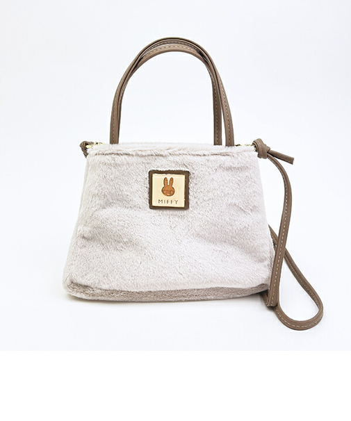 ミッフィー miffy 横型ファーミニショルダーバッグ (ピンクベージュ)