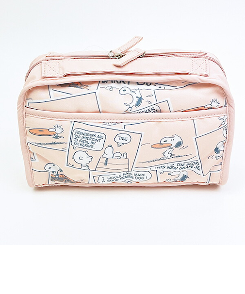 スヌーピー 仕切りポーチ (ピンク) コミックトラベルシリーズ SNOOPY